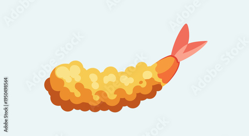 Crispy Golden Shrimp Tempura Isolated on Light Blue Background