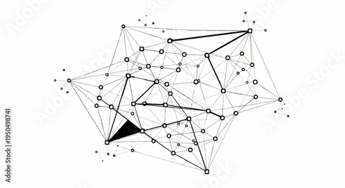 Abstract network of interconnected nodes and varying line weights