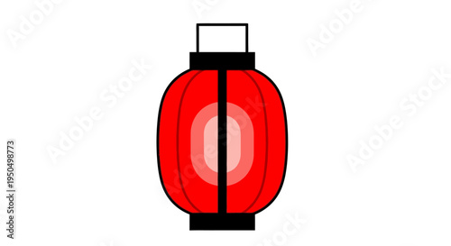 Red Japanese Lantern Icon, Traditional Asian Paper Lamp, Vector Illustration