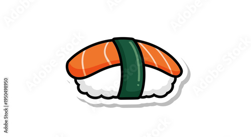 Salmon Nigiri Sushi Sticker, Japanese Food Icon, Cute Cartoon Style