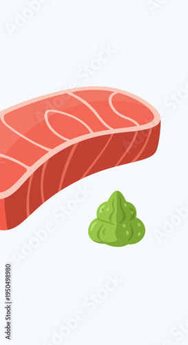 Salmon steak with wasabi