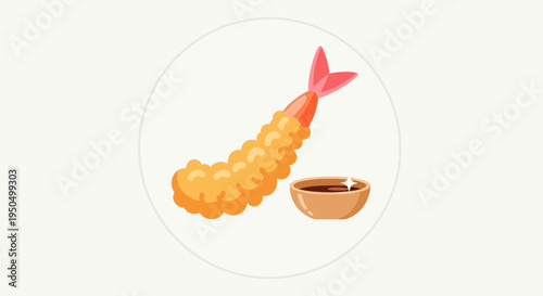 Delicious Shrimp Tempura with Soy Sauce Dip - Japanese Cuisine Icon