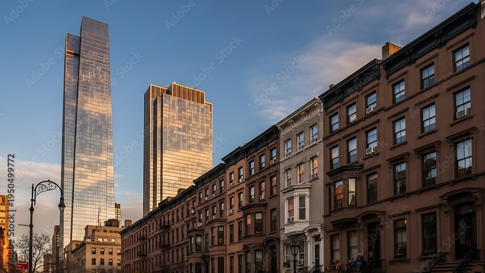 Fototapeta premium Urban Cityscape with Modern and Historic Buildings.