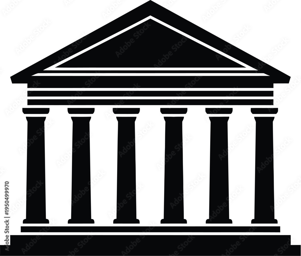Obraz premium Classical facade of historical building featuring six columns and wide steps
