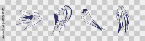 Tree swallow icon. Bird. Blue swallow. On transparent background.