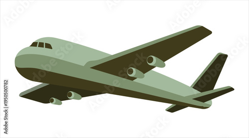 A flat vector illustration of a large cargo transport airplane Vector