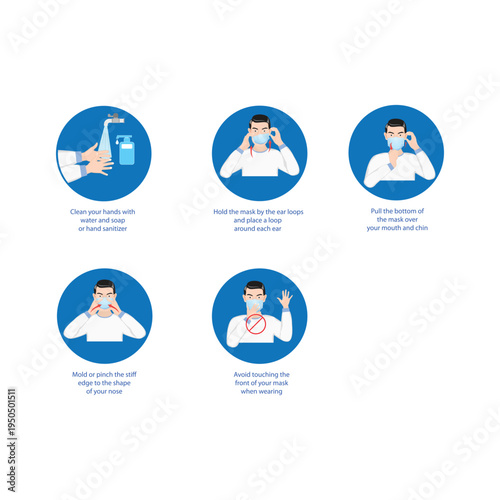 How to wear a face mask properly illustration guide