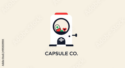 Capsule Vending Machine with Pills and Heart Icon - Healthcare Concept