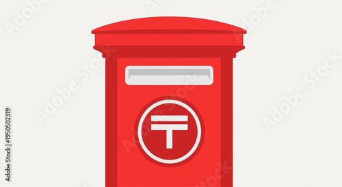Red Japanese Post Box with Postal Symbol