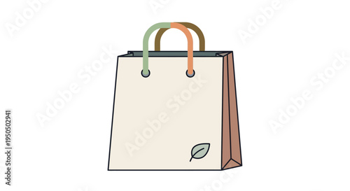 Eco-friendly shopping bag with leaf logo, reusable paper tote, sustainable lifestyle concept