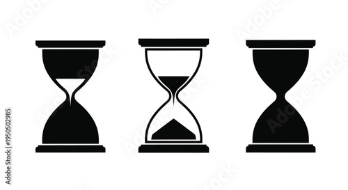Three hourglasses depicting different stages of time passage