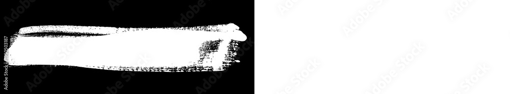 Obraz premium Artistic white brush stroke swipe paint texture png isolated on transparent background, hand painted banner strip for caption highlight and creative design composition