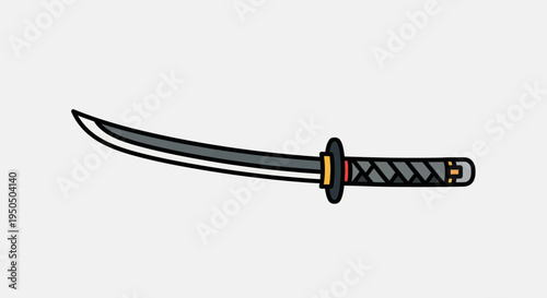 Japanese Katana Sword Illustration - Minimalist Vector Art