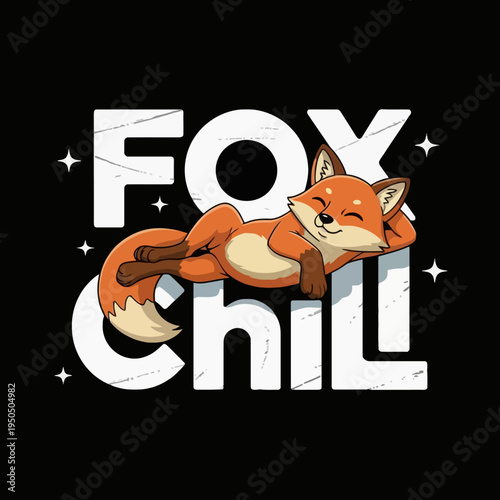 Cartoon Fox Relaxing Sleeping Animal.