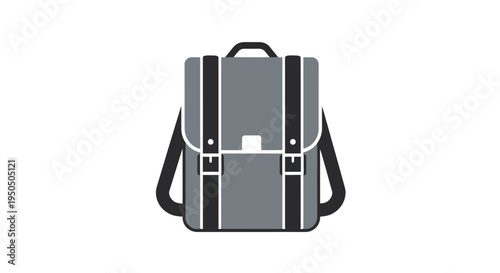 Modern Grey Backpack Icon - Minimalist Design for School, Travel, and Urban Lifestyle