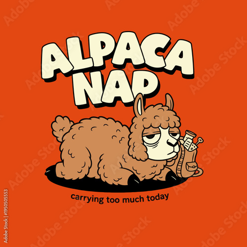 Cute Alpaca Sleeping Holding Phone.