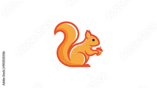 Cartoon squirrel holding acorn illustration isolated on white background