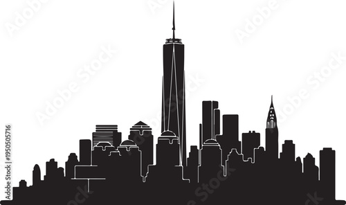 New York City skyline silhouette with skyscrapers and highrise buildings  cityscape