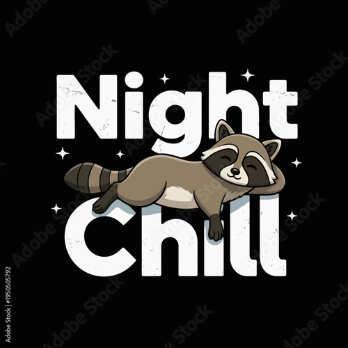 Raccoon Sleeping Peacefully at Night.