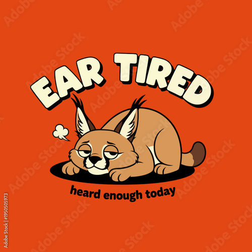 Tired Cartoon Cat Sleeping Down.