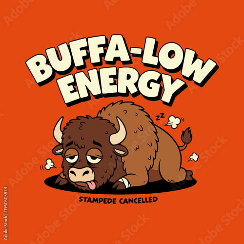 Tired bison lying on ground sleeping.