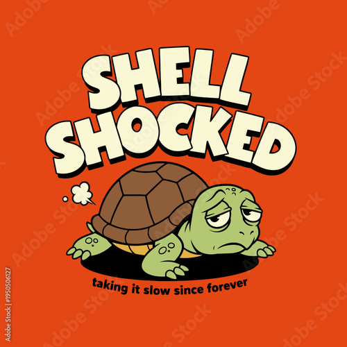 Turtle Shell Shocked Cartoon Character.