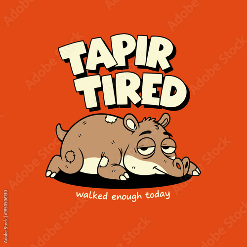 Tired Tapir Sleeping on Ground.