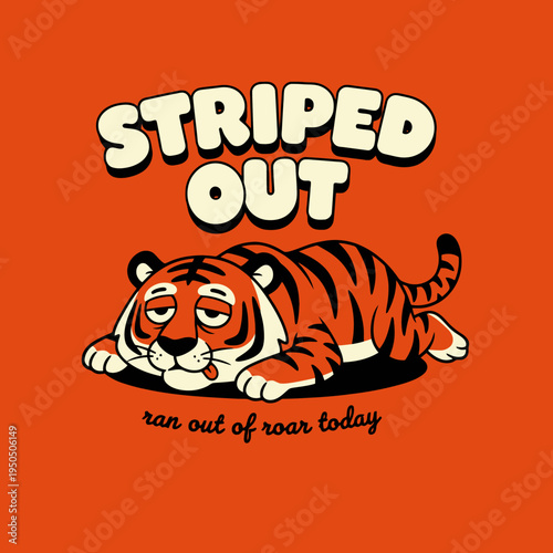 Tired tiger lying on ground.