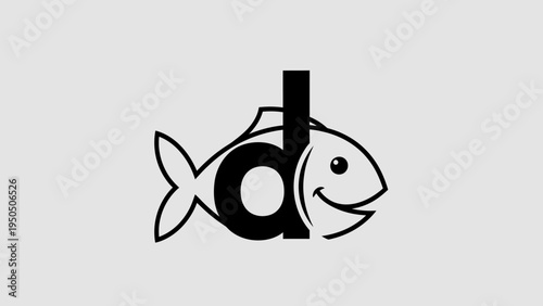 Fish shaped logo with letter d business branding design concept
