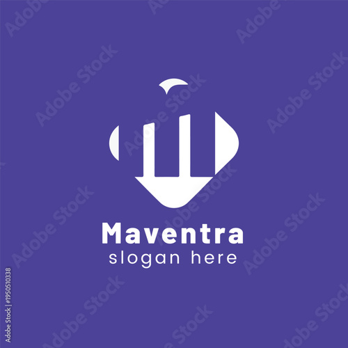 Modern letter M negative space logo for corporate branding