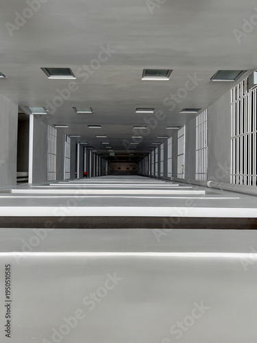 Fotografía Low angle view of modern apartment atrium.