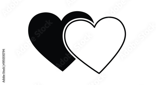 A striking graphic depicts two hearts one black and one white overlapping to symbolize duality and connection high quality