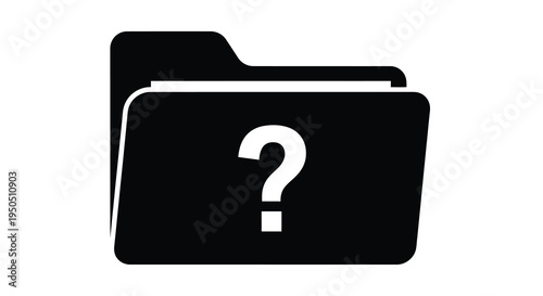 A stark black and white graphic depicts a file folder icon with a prominent white question mark inside suggesting unknown contents