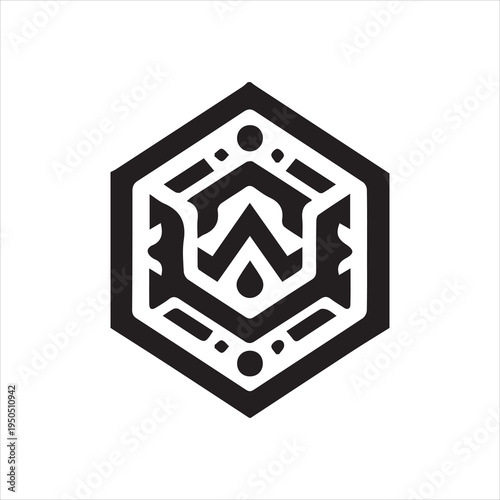  Hexagonal Geometric Emblem Vector Image