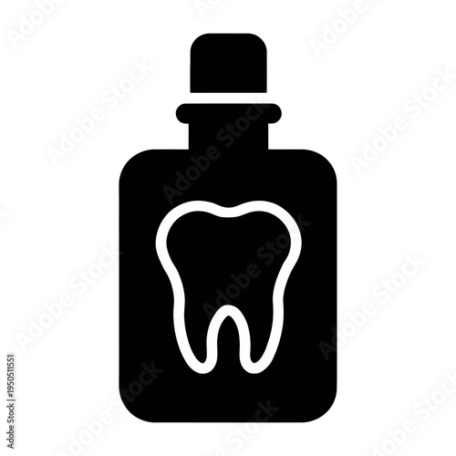 Vector icon of a bottle containing a tooth image