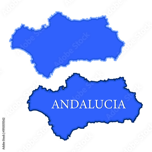 Set of Blue Andalusia Region Map