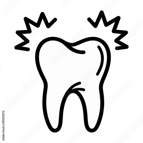 Vector of a tooth with jagged lines indicating pain or sensitivity