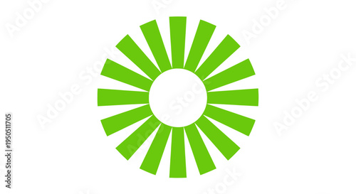 Abstract Green Sunburst Graphic with White Center on White Background