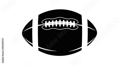 American Football Silhouette, Team Sport Ball Icon, Isolated on White Background