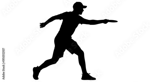 Disc Golf Player Silhouette Throwing Frisbee Outdoor Sport Activity