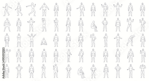 Diverse Human Poses Collection: Silhouette Figures Vector Illustration