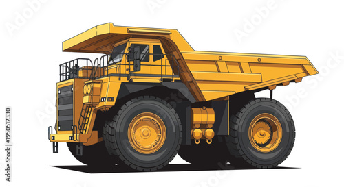 Heavy Duty Yellow Mining Dump Truck, Industrial Vehicle Illustration