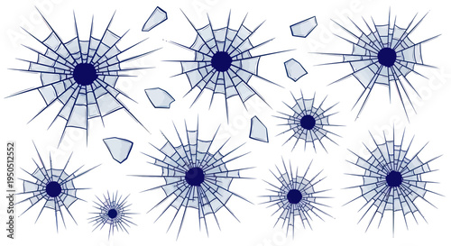 Shattered Glass Texture with Radial Cracks and Shards