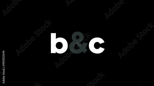 Modern typographic design: White lowercase 'b' and 'c' characters with subtle grey ampersand on dark black background