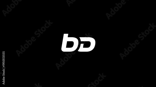Abstract white stylized "BD" monogram logo on a sleek black background, representing modern business identity and graphic design