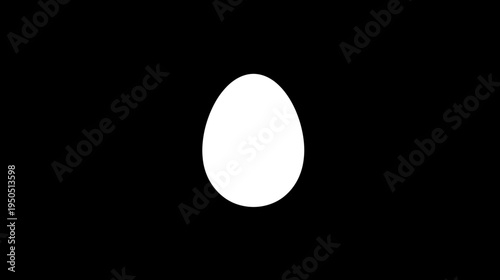 Minimalist White Egg Icon on Black Background. Simple Design for Food, Breakfast, Easter, or Generic Symbolism.