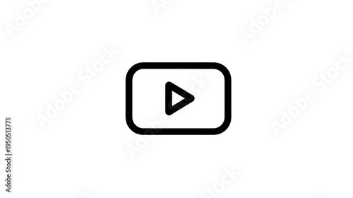 Minimalist Black Outline Play Button Icon for Video Content, Digital Media, Online Streaming, and User Interface Design