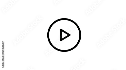 Black Play Button Icon. Minimalist Outline Symbol for Video, Audio, Multimedia Controls. UI Element on White Background.