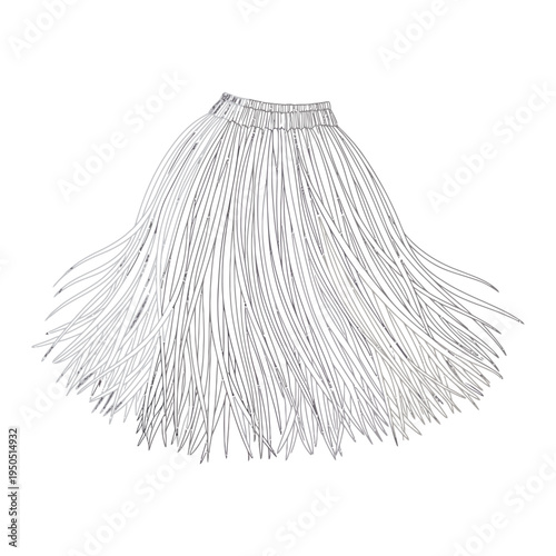 Closeup of a white string mop head with long fringes isolated on plain background for cleaning tools and equipment