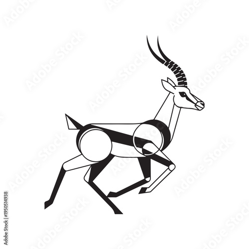 A drawing of an antelope with long horns